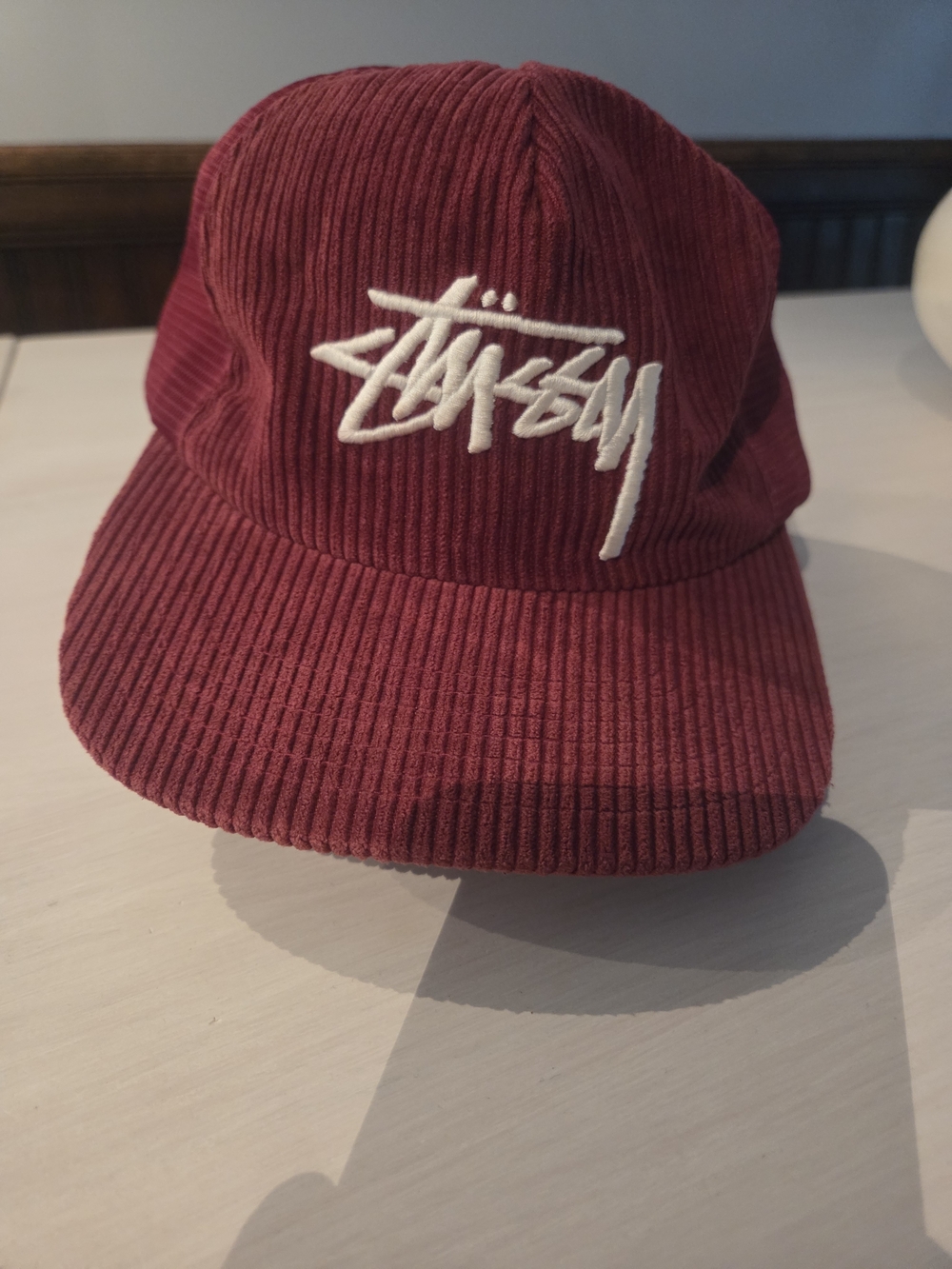 Stussy burgundy corduroy 5-Panel Cap
